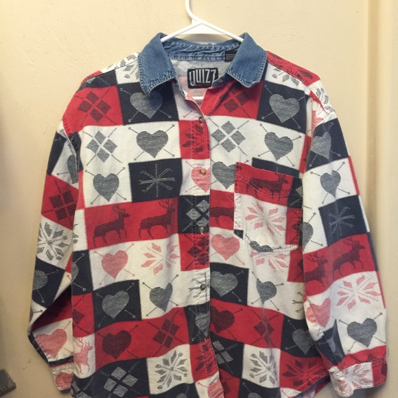 Quizz New York Other - QUIZZ NEW YORK DENIM COLLAR VINTAGE HEARTS Long